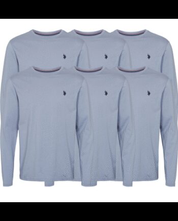 . Polo Assn 6pak Langærmet Shirt Lyseblå Til Herre Regular Fit - U.s Polo Assn Shirt