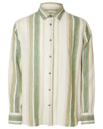 S Lhrelax Linen Wide Tripe Hirt - Selected Shirt  - 5715519859104