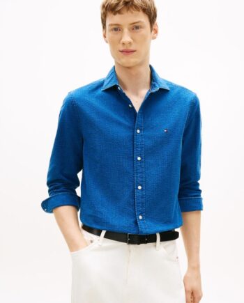L Indigo Seersucker Shirt - Tommy Hilfiger Shirt  - 8721289816282