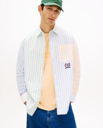 Blå Tjm Rlx Oxford Fun Stripe Shirt - Tommy Jeans Jeans  - 8721289965942