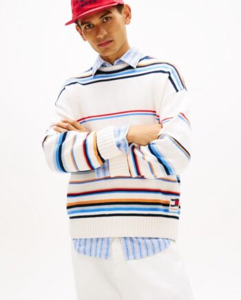Hvid Tjm 90s Multi Stripes Sweater - Tommy Jeans Jeans  - 8721337170793