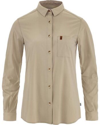 Hvid Fjallraven Womens Vik Lite Shirt Fossil 118 Large - Fjällräven Shirt  - 7323451159527