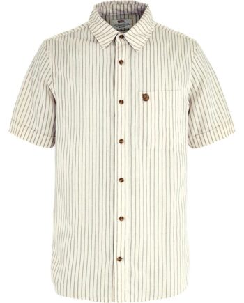 Hvid Fjallraven Mens Vik Travel Shirt Chalk White Sand Stone 113 195 Large - Fjällräven Shirt  - 7323451160103