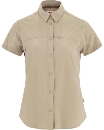 Hvid Fjallraven Womens High Coast Lite Shirt Fossil 118 Large - Fjällräven Shirt  - 7323451160295