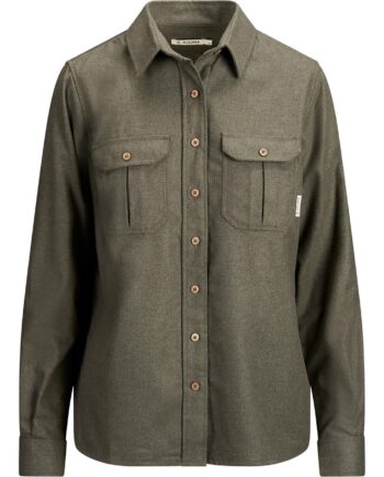 Grøn Aclima Womens Leisurewool Reborn Shirt Forest Melange Large - Aclima Shirt  - 7034041129522