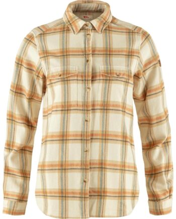 Hvid Fjallraven Womens Vik Heavy Flannel Shirt Chalk White Dune Beige 113 196 - Fjällräven Shirt  - 7323450909406