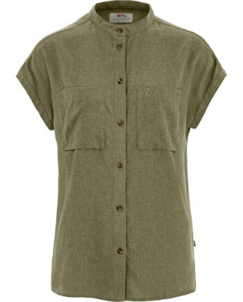 Grøn Fjallraven Womens Vik Hemp Shirt Green 620 Large - Fjällräven Shirt  - 7323451159725