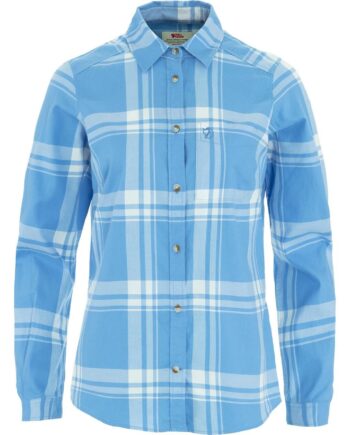 Hvid Fjallraven Womens Vik Lite Flannel Shirt Ultramarine Chalk Whte 537 113 Large - Fjällräven Shirt  - 7323451117251