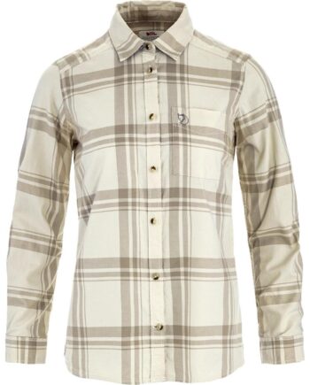 Hvid Fjallraven Womens Vik Lite Flannel Shirt Chalk White Fossil 113 118 Large - Fjällräven Shirt  - 7323451153525