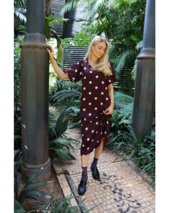 Rose Liberte Dame Kjole Dotti Plum Big Dot - Liberté Jeans