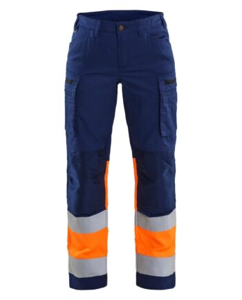 BlÅklder 7161 High Vis Buks Med Stretch Dame Marineblå High Vis Orange C40 Bukser Arbejdsbukser Baglomme - BlÅklÄder Jeans  - 7330509882481