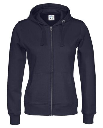 Cottover Full Zip Hood Dame 141009 Navy Sweatee Shirt Dame Fairtrade - Cottover Shirt  - 7332643124199