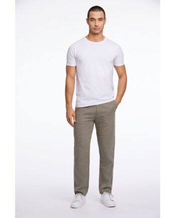 Lindbergh Linen Blend Herringbone Bukser Army Til Herre - Lindbergh Jeans