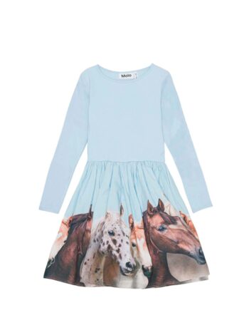 Lyseblå Molo Kjole Casie Hesteprint - Molo Jeans