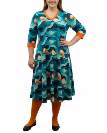 Blå Dana Kjole Blue Waves - Amamiko Jeans