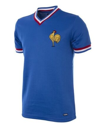 Blå France Home Retro Shirt 1970s Stock - Copa Football Shirt