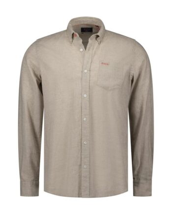 Navy Long Sleeve Linen Shirt - Shirt  - 8721263955198