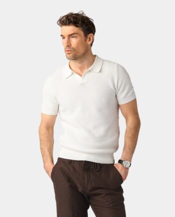 Sort Off White Knitted Re Polo - Less Worries Shirt