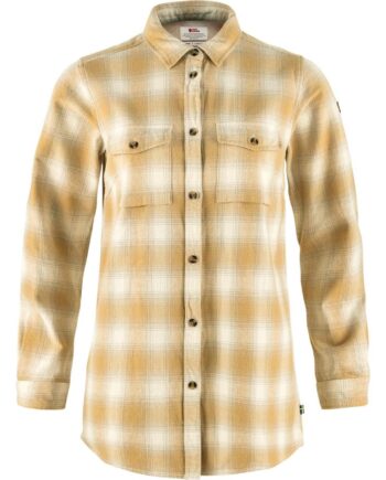 Hvid Fjallraven Womens Vik Twill Shirt Chalk White Dune Beige 113 196 Medium - Fjällräven Shirt  - 7323450937294