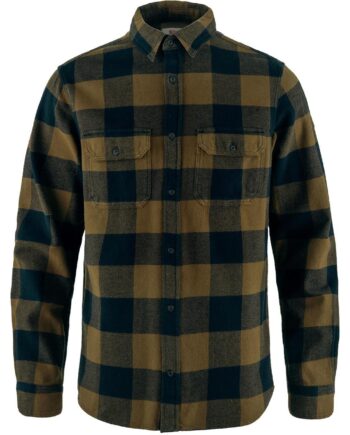 Brun (WOOD BROW Fjallraven Mens Vik Heavy Flannel Shirt Brun Wood Brown Dark Navy 265 555 Large - Fjällräven Shirt  - 7323451063206