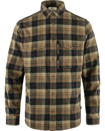 Brun (DARK SAND Fjallraven Mens Varmland Heavy Flannel Shirt Brun Dark Sand Dark Navy 227 555 Large - Fjällräven Shirt  - 7323450924928