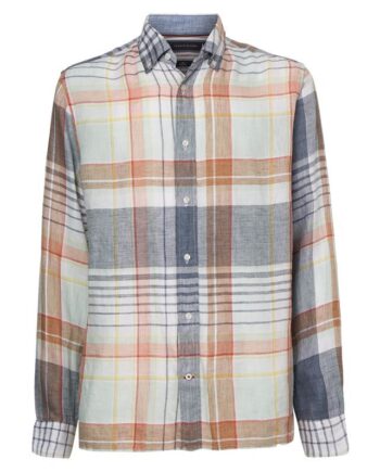 M Pig Ent Dyed Linen Chk Shirt - Tommy Hilfiger Shirt  - 8720117138350