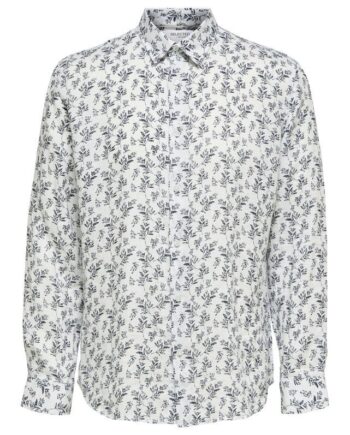Hvid Slhregkylian Linen Shirt Aop - Selected Shirt  - 5715219879471