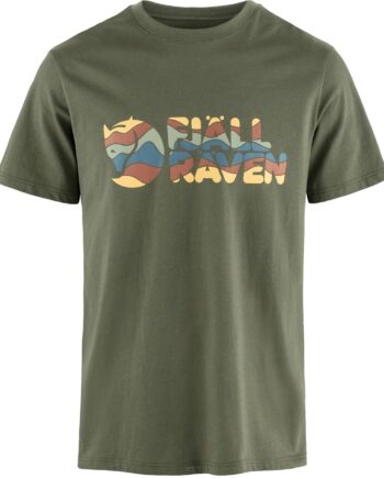 Grøn Fjallraven Mens Multicolor Logo Shirt Laurel Green 625 Large - Fjällräven Shirt  - 7323451084591