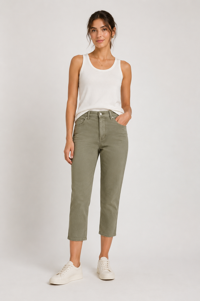 Capri Bukser Dora Comfort Flexi Lys Oliven Anna Montana - Anna Montana Jeans - 4099573066427