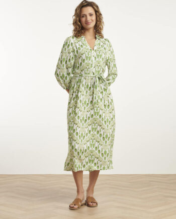 Hvid Midi Kjole Snake Print White Light Green Smashed Lemon - Smashed Lemon Jeans  - 8720331320326
