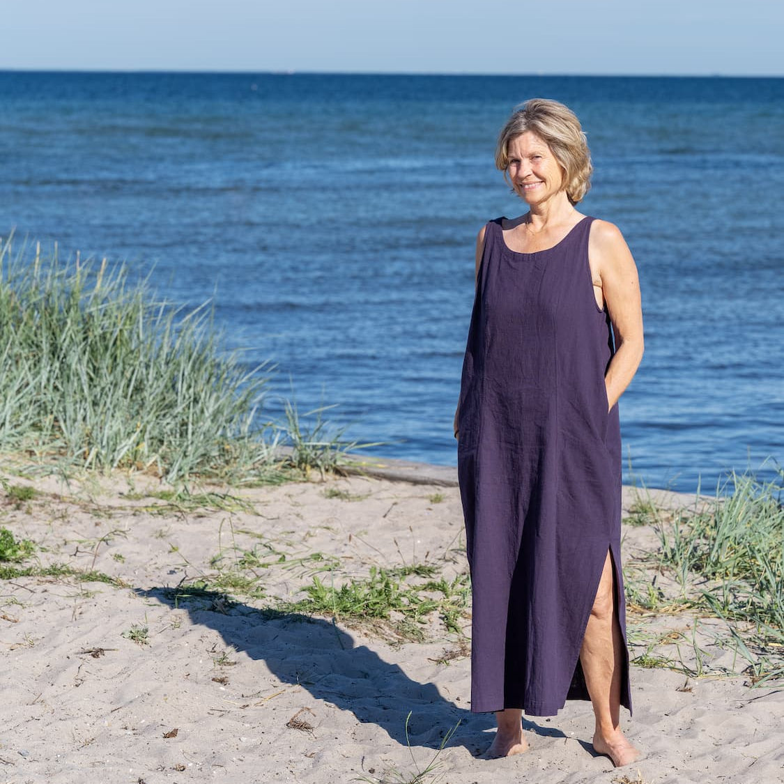 Blå Sommerkjole Hør Bomuld - Vinterbaderen Jeans