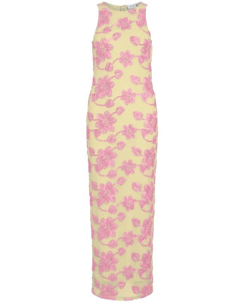 Pink Vila Dame Kjole Visail Pastel Yellow Flowers - Vila Jeans  - 5715800085755