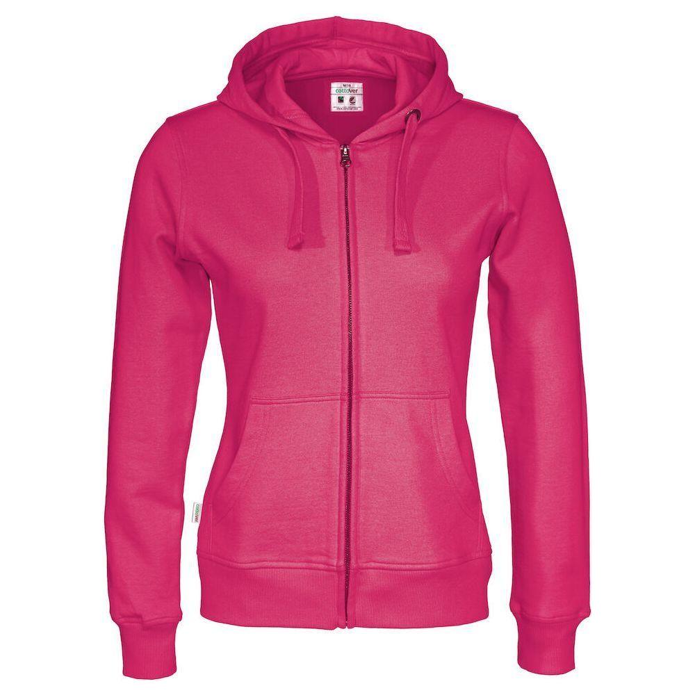 Cottover Full Zip Hood Dame 141009 Cerise Sweatee Shirt Dame Fairtrade - Cottover Shirt - 7332643149246