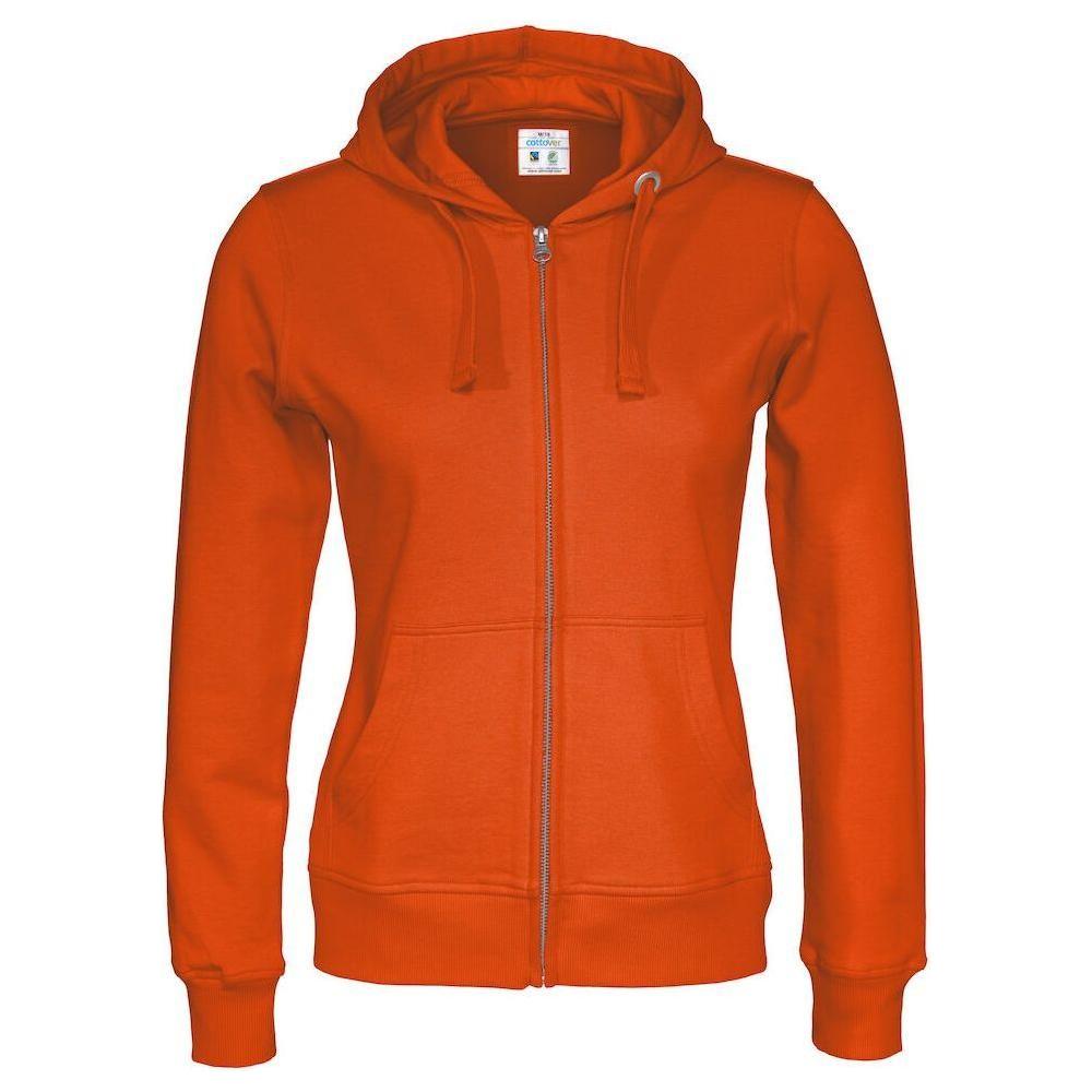 Cottover Full Zip Hood Dame 141009 Orange Sweatee Shirt Dame Fairtrade - Cottover Shirt - 7332643123895