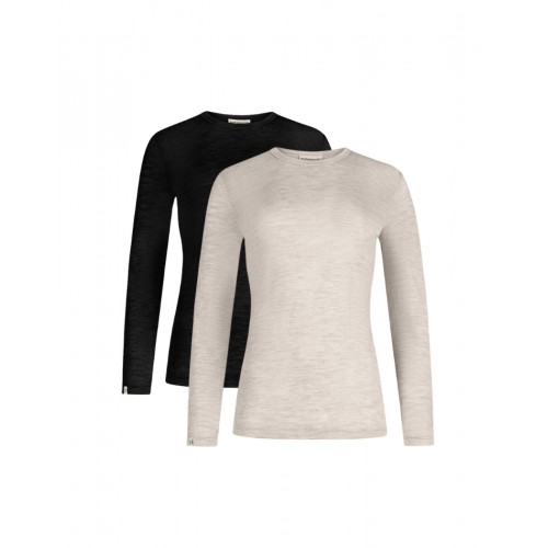 Langærmet Shirt Til Dame 100 Merino Uld Pak Nature Melange - Byhappyme Shirt - 5715701010801