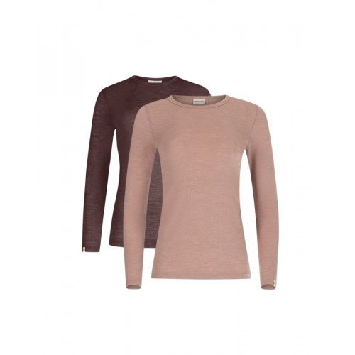Langærmet Shirt Til Dame 100 Merino Uld Pak Plum Soft Rose Melange - Byhappyme Shirt - 5715701010801