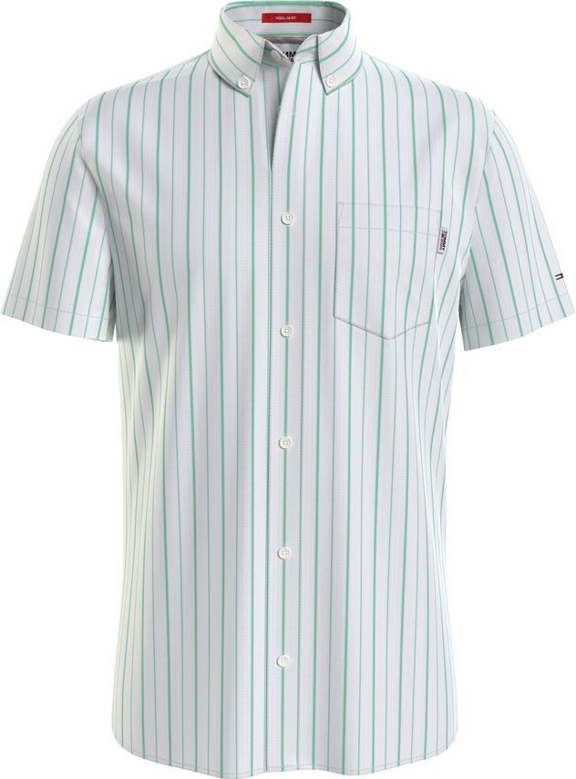 Grøn Tjm Reg Seersucker Dobby Shirt - Tommy Jeans Shirt  - 8720114253452