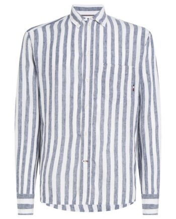 Blå Breton Linen Stripe Shirt - Tommy Hilfiger Shirt  - 8720642918380