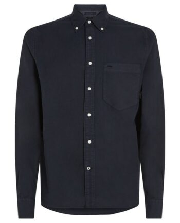 Blå Garment Dyed Oxford Shirt - Tommy Hilfiger Shirt  - 8720645103608