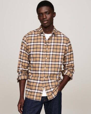 Brun Brushed Shadow Check Shirt - Tommy Hilfiger Shirt  - 8720637521281