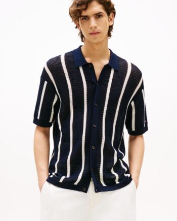 XL Vertical Stripe Open Knit Shirt - Tommy Hilfiger Shirt  - 8721185036692