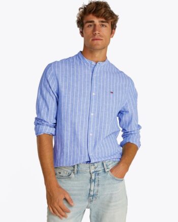 Blå Tjm Linen Mix Bnd Stp Shrt Ext - Tommy Jeans Jeans  - 8720638887065