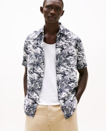 Blå Linen Vacation Prt Shirt - Tommy Hilfiger Shirt  - 8721106371895