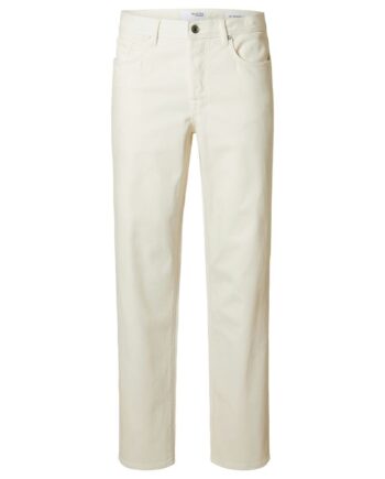 Hvid Slh190 Reg Tape Cole 3502 Egret Jns - Selected Jeans  - 5715673568522