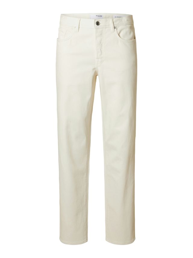 Hvid Slh190 Reg Tape Cole 3502 Egret Jns - Selected Jeans - 5715673568522