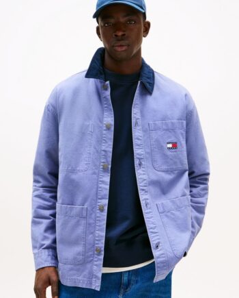 Grå Tjm Canvas Cord Overshirt Ext - Tommy Jeans Jeans  - 8721185120551