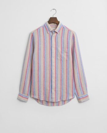 Blå Reg Linen Multistripe Shirt - Gant Shirt  - 7325708298393