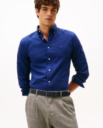 Grøn Flex Flannel Solid Shirt - Tommy Hilfiger Shirt  - 8721222273141