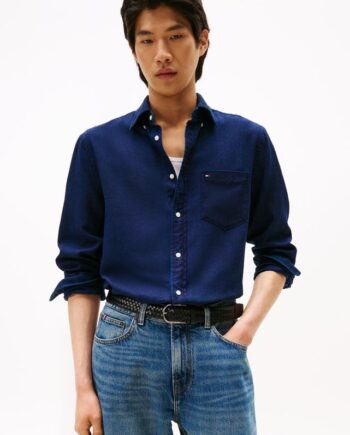 Blå Flannel Indigo Shirt - Tommy Hilfiger Shirt  - 8721222347224