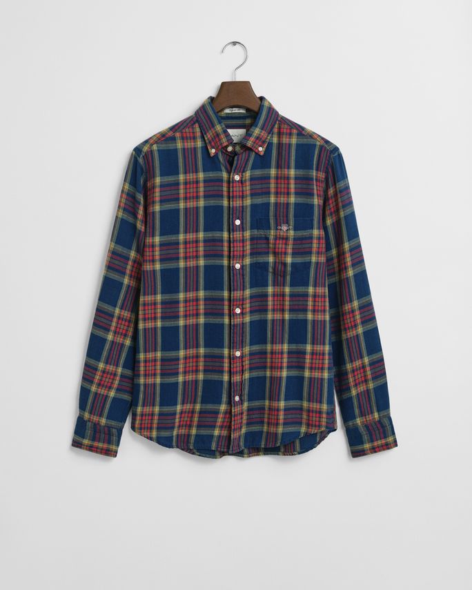 3XL Reg Indigo Twill Check Shirt - Gant Shirt  - 7325708340535